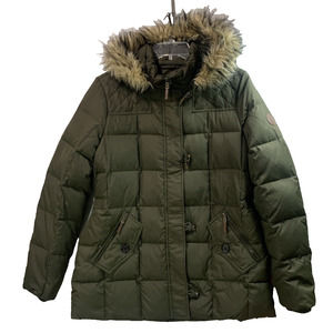 Lauren Ralph Lauren Women's Puffer Jacket Down Hooded Green Sz M Detachable Hood